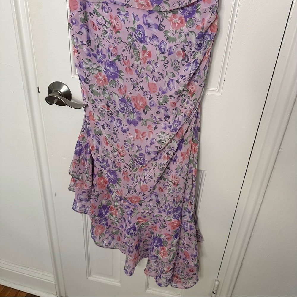 Anthropologie Floret Studios Floral One Shoulder Coquette Midi Dress ASTR Medium - Picture 4 of 6